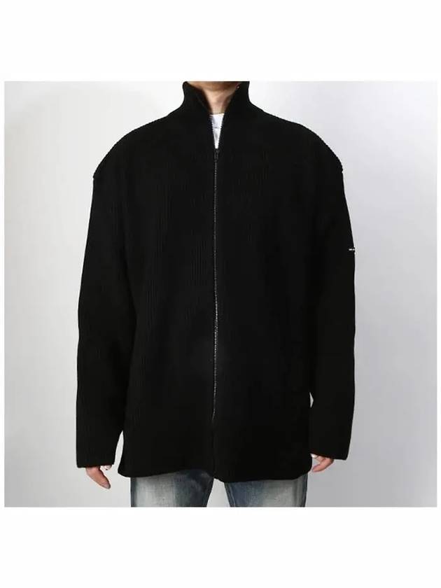 Luxury Balenciaga  Oversized Zip-Up Knit Top Black