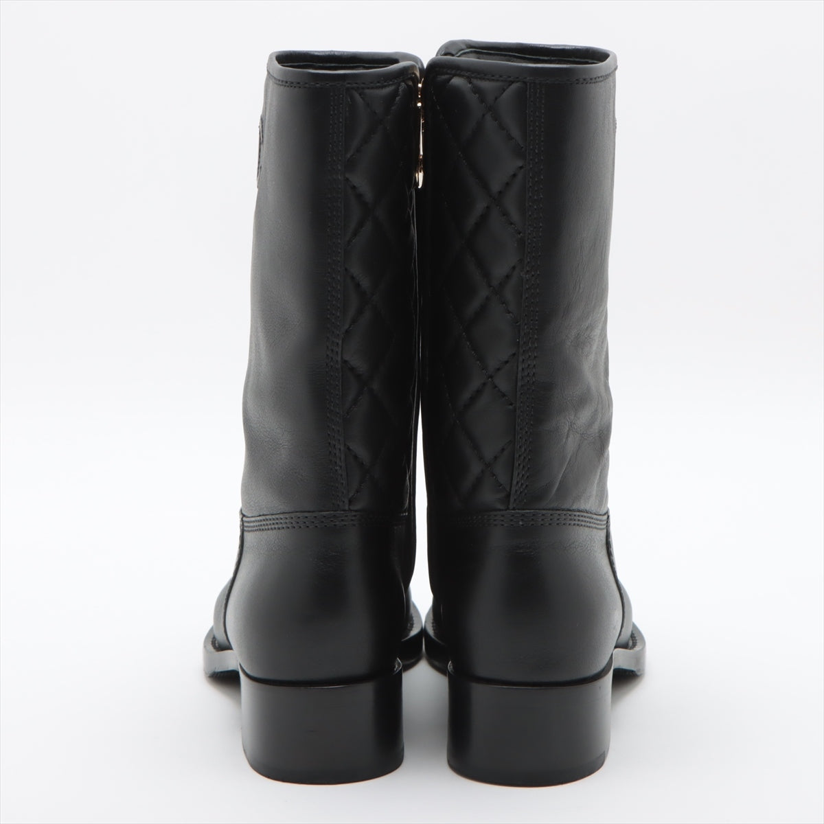 Chanel Coco Leather Short Boots 36C  Black G36707 Matrasse Side Zip