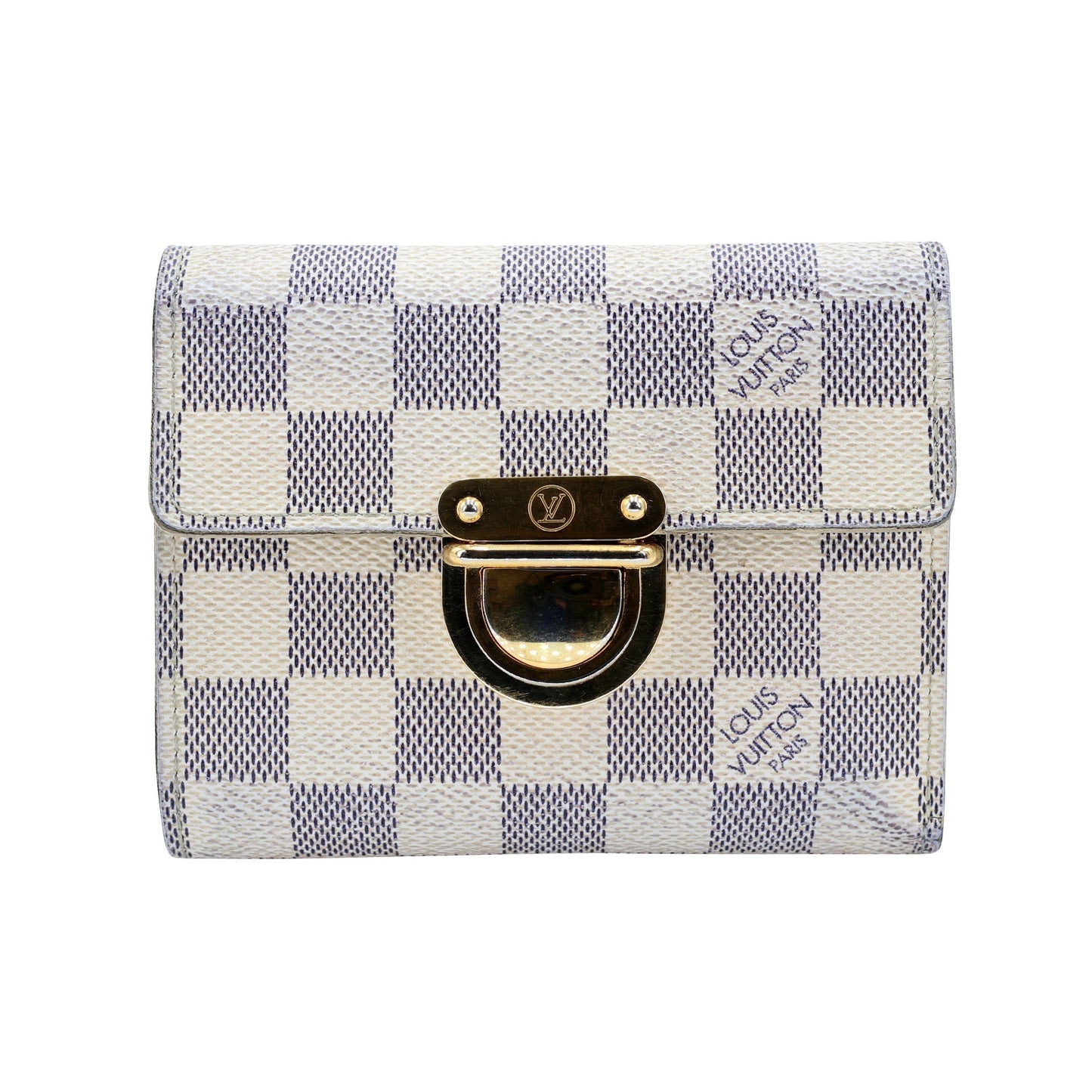 Louis Vuitton Koala Azur Coated Canvas French Push-lock Wallet LV-W0420P-0002