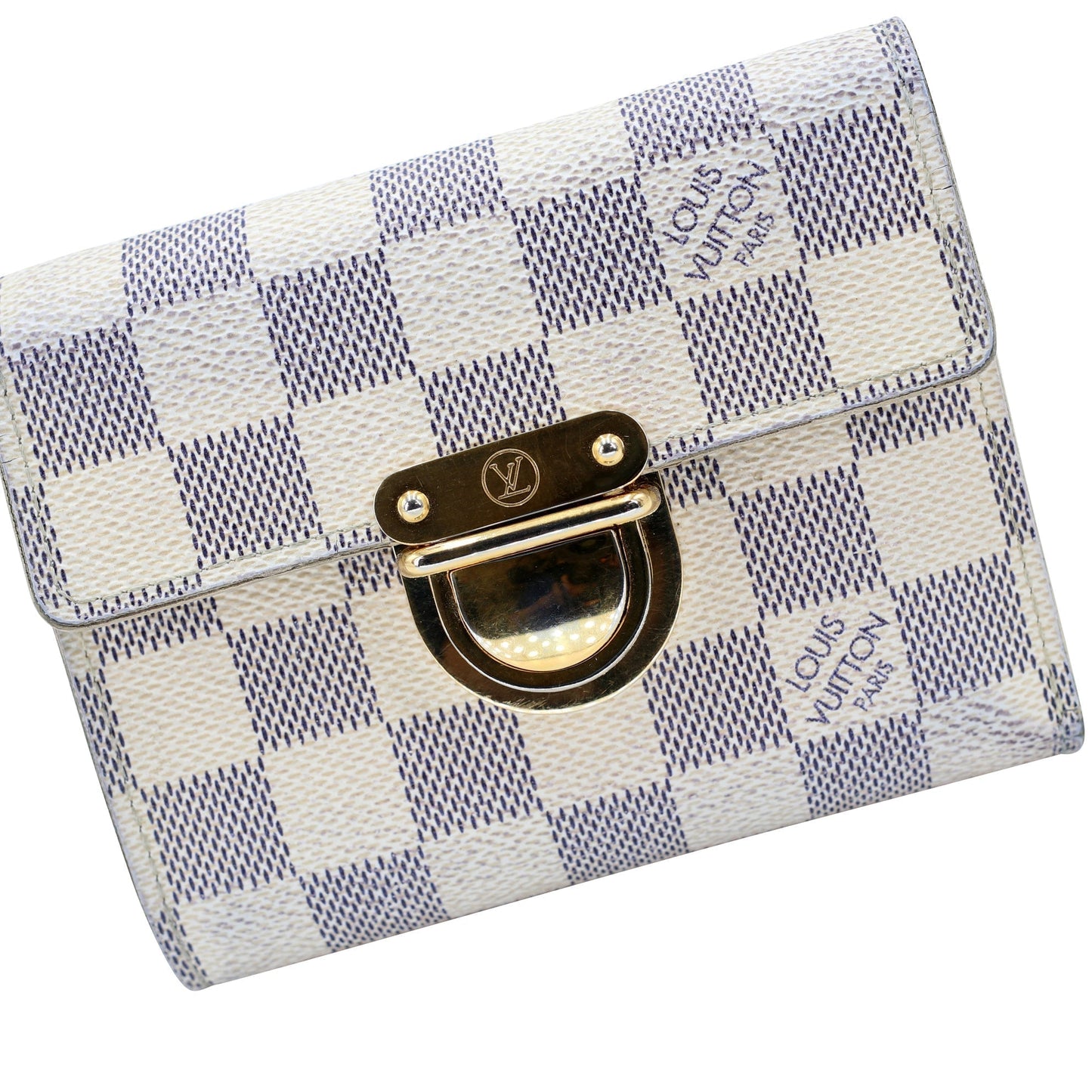 Louis Vuitton Koala Azur Coated Canvas French Push-lock Wallet LV-W0420P-0002
