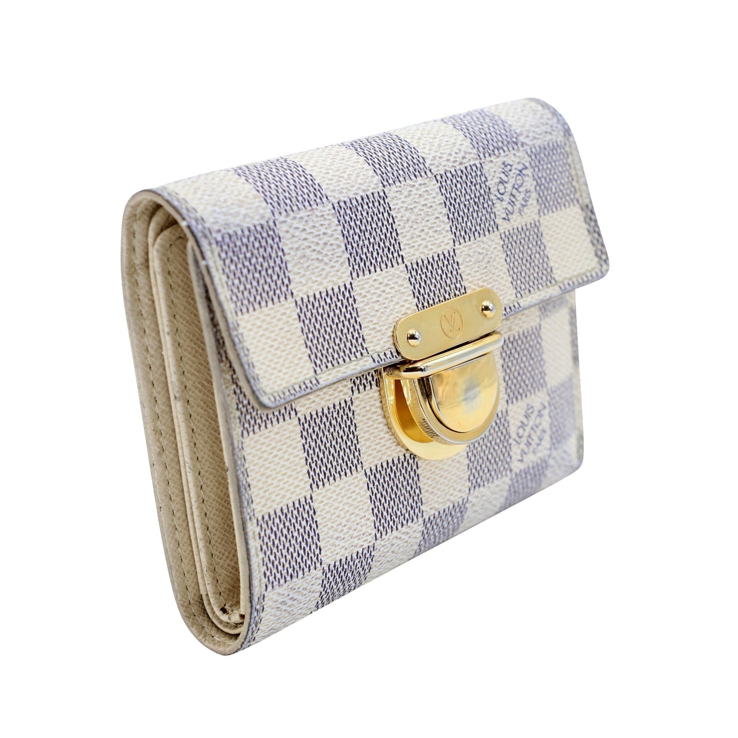 Louis Vuitton Koala Azur Coated Canvas French Push-lock Wallet LV-W0420P-0002