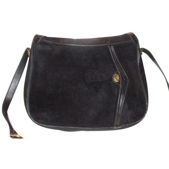 Gucci Vintage Shoulder Black Suede And Leather Hobo Bag