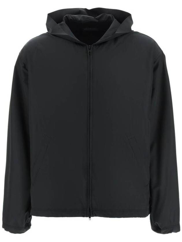 Luxury Balenciaga  Logo Print Hooded Windbreaker Black