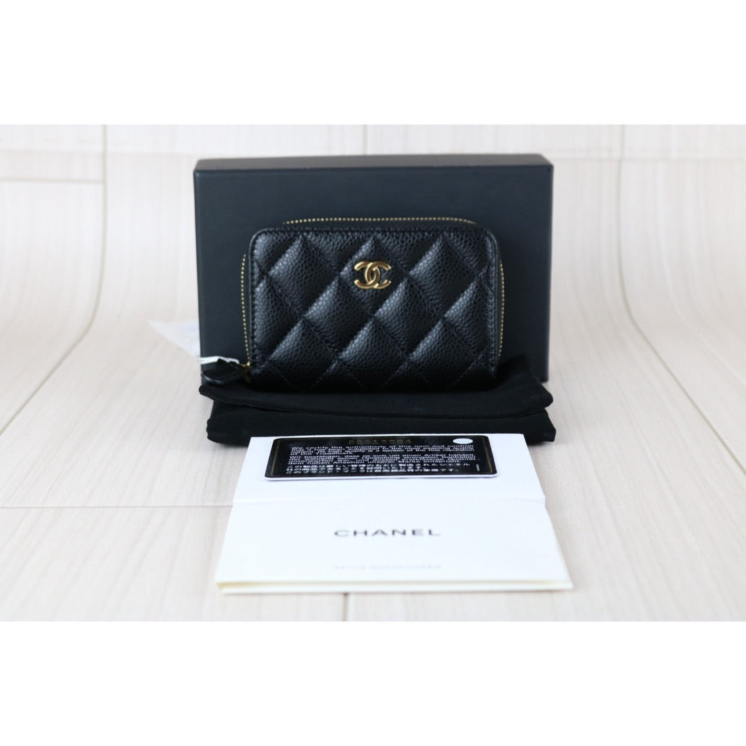 Excellent（Rank SA）｜CHANEL Caviar Skin Calf Leather Coin Purse Black Made In 2018~2019 Year｜X25060311