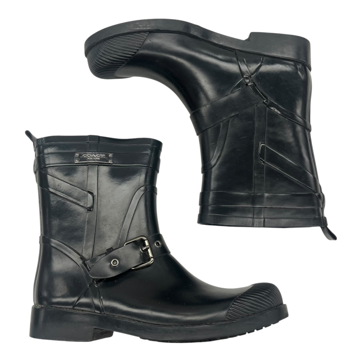 Boots Designer By Coach In Black, Size:7