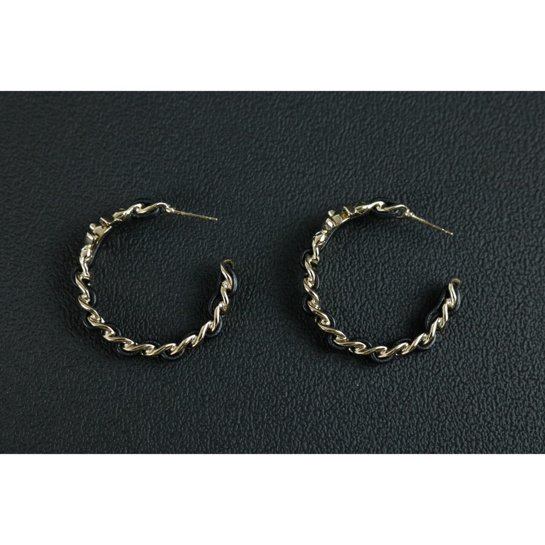 Excellent（Rank SA）｜ CHANEL Coco Mark Leather chain Earrings｜W25030117