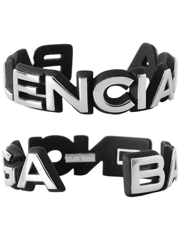 Luxury Balenciaga  Metal Logo Bangle Bracelet Silver
