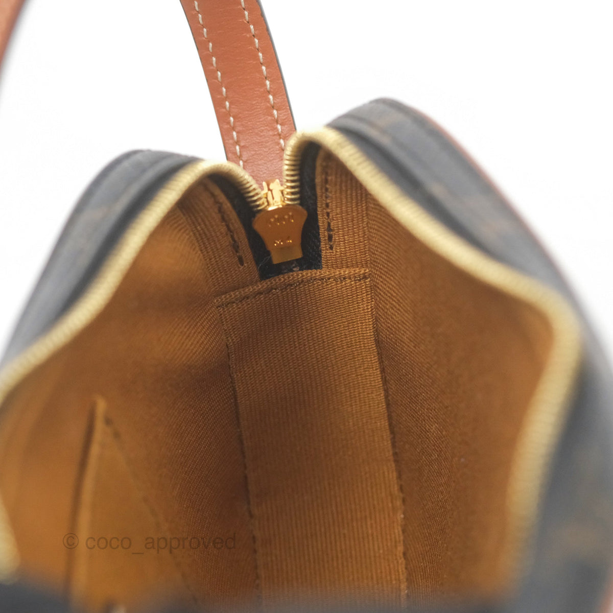 Celine Triomphe Mini Camera Shoulder Bag Tan Calfskin Triomphe Canvas