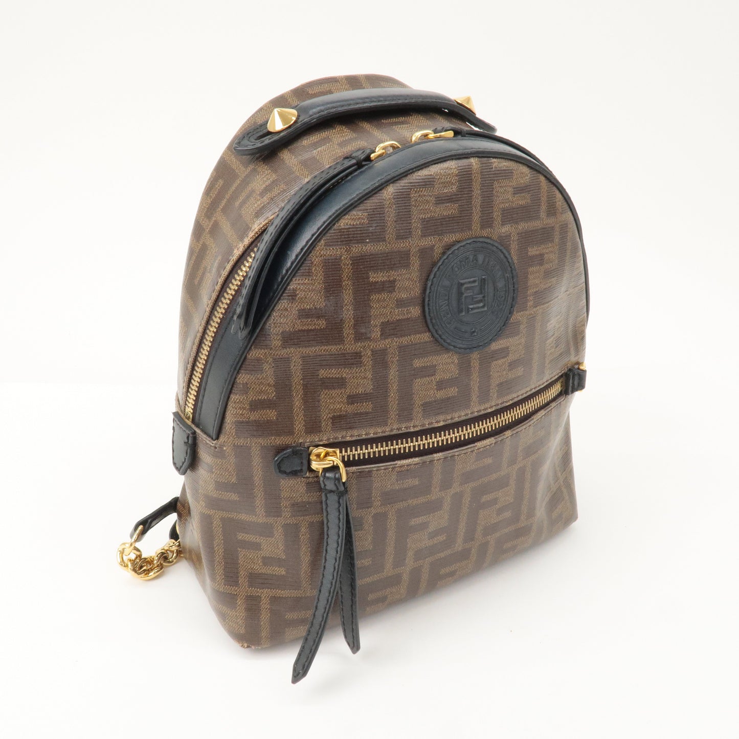 FENDI Zucca Print PVC Leather Chain Back Pack Brown 8BZ038