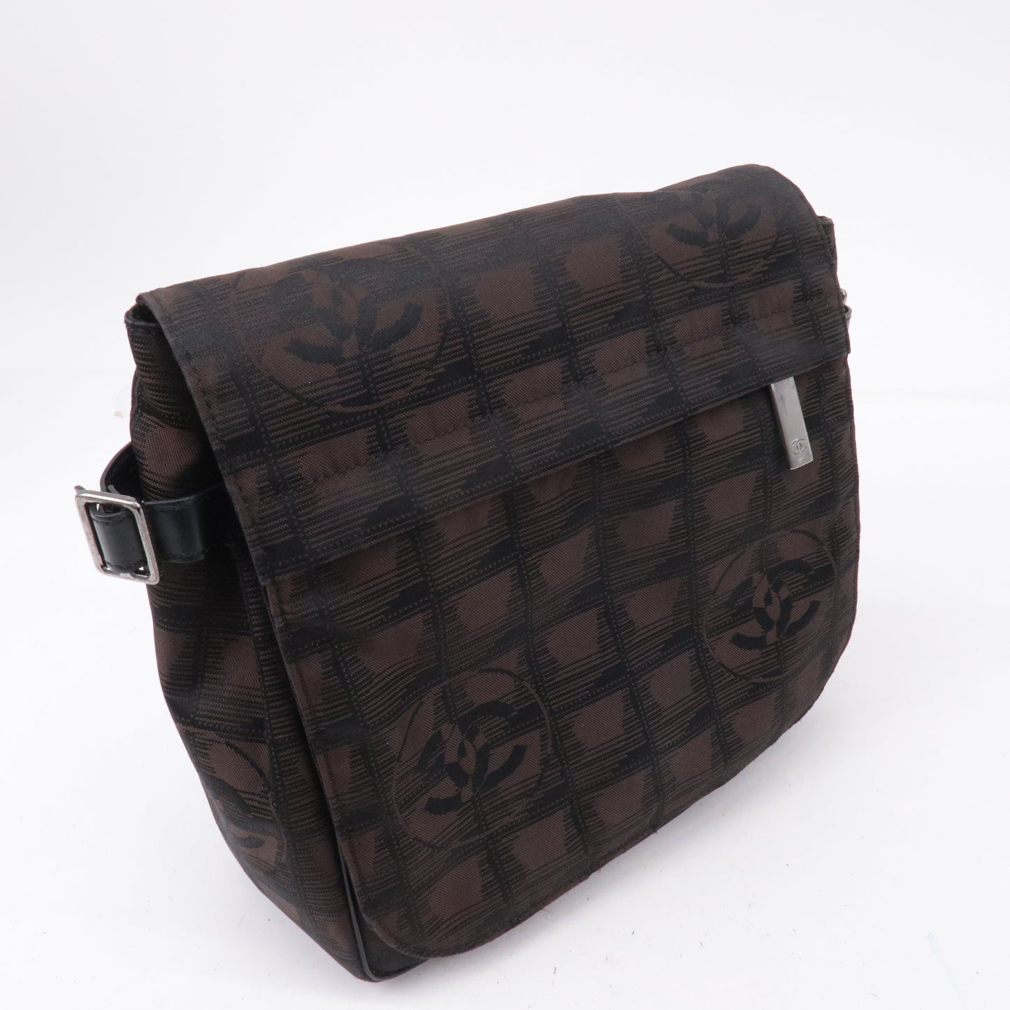 Chanel New Travel Line Nylon Jacquard Leather Shoulder Bag A