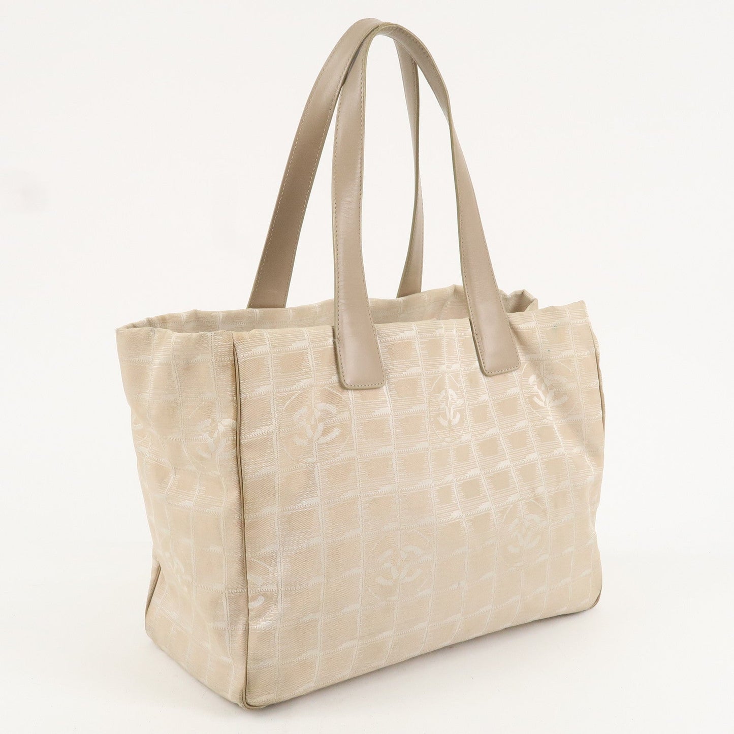 Chanel New Travel Line Nylon Jacquard Leather Tote Bag A