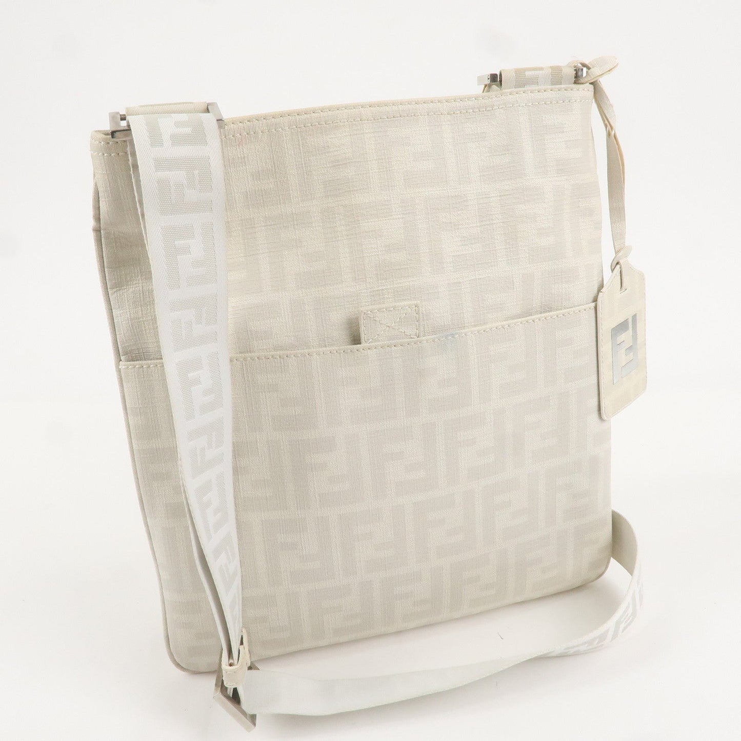 FENDI Zucca Print PVC Shoulder Bag Crossbody Bag White 7VA207