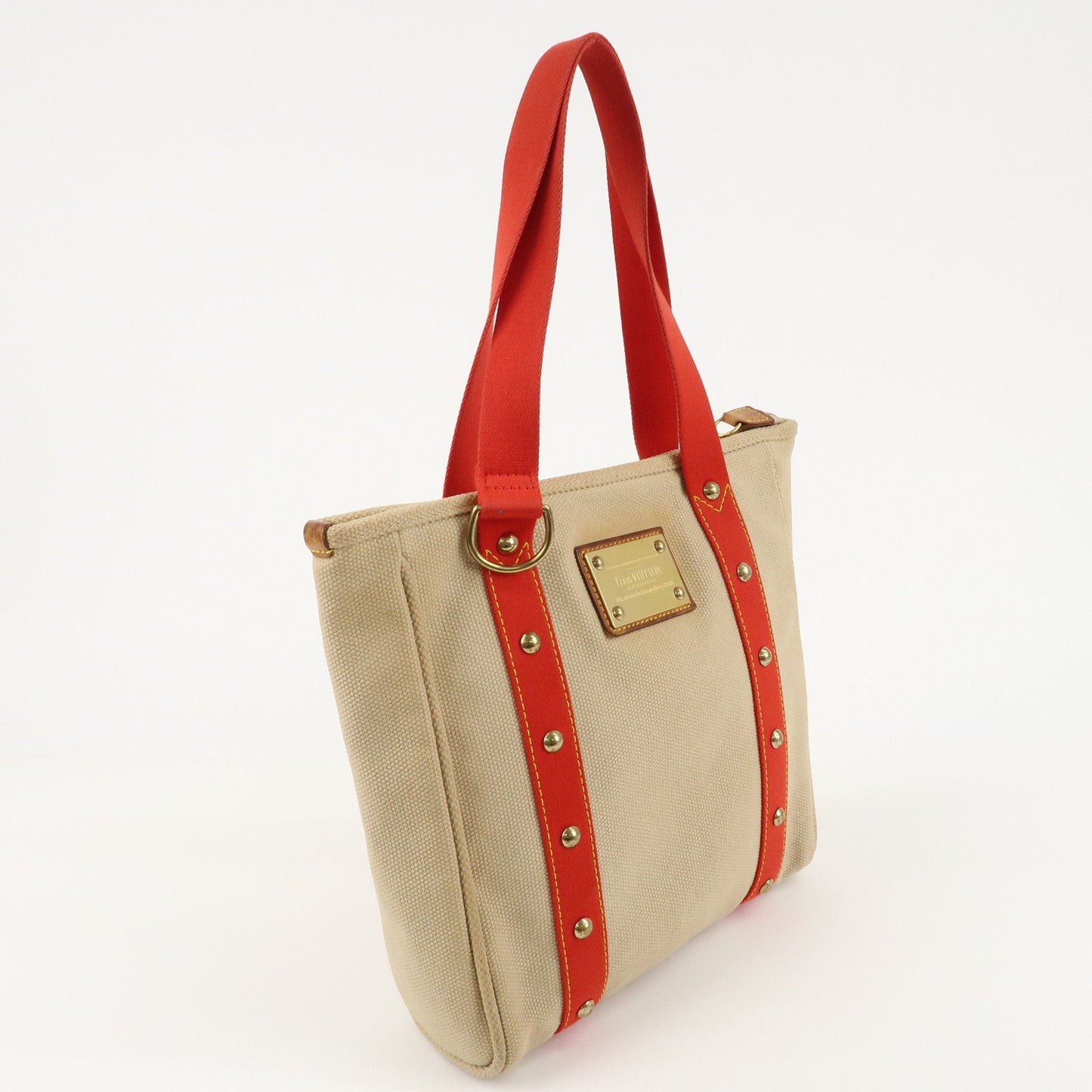 Louis Vuitton Antigua Cabas MM Tote Bag Hand Bag Red M40035