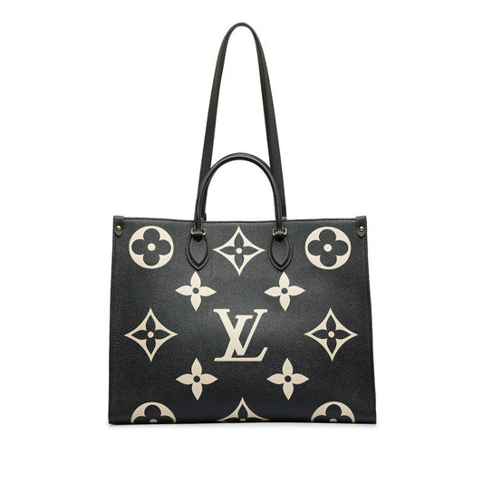 Louis Vuitton Monogram Implant Onzagor GM Handbag Shoulder Bag 2WAY M45945 Black Ivory Leather  Louis Vuitton