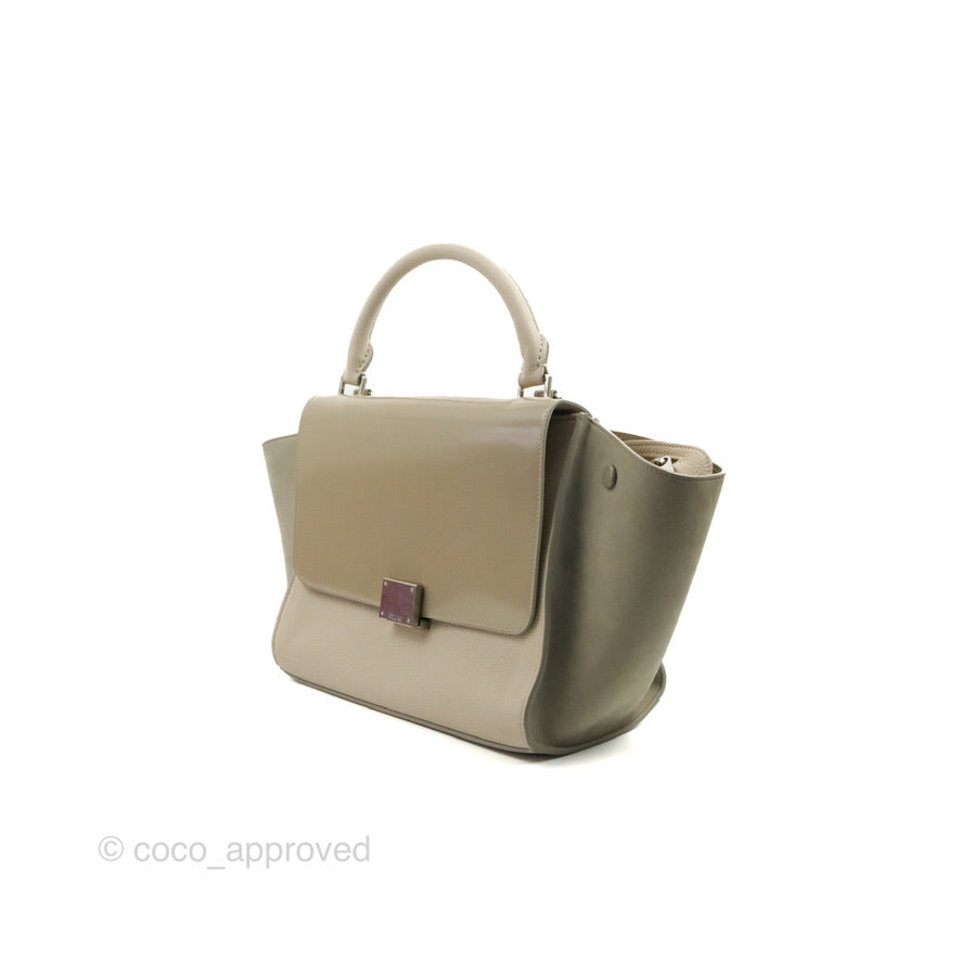 Celine Small Sleek Trapeze Beige Calfskin/Patent