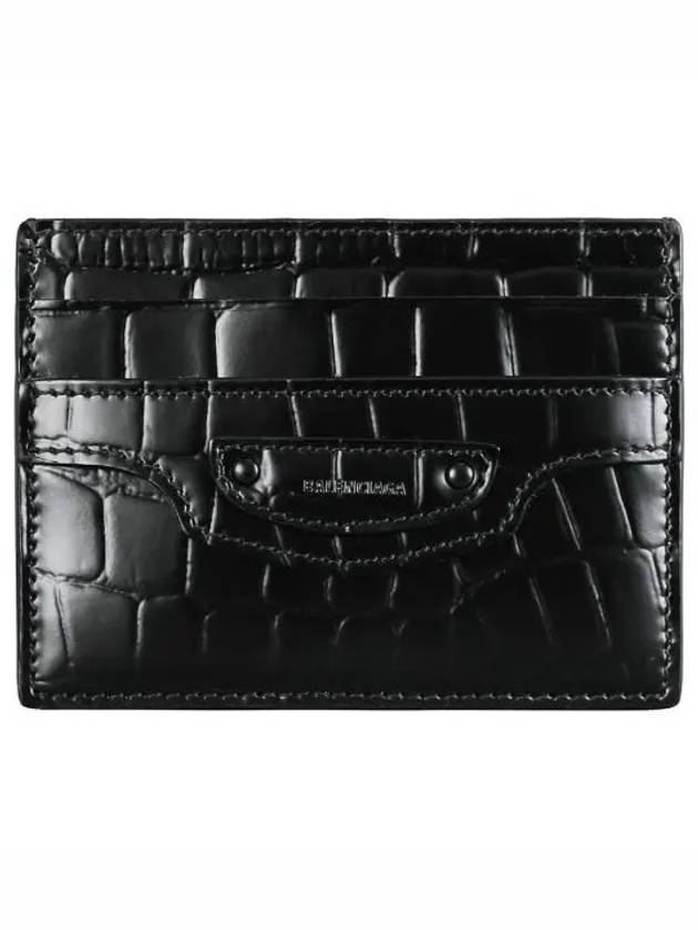 Luxury Balenciaga  Neo Classic Crocodile Effect Card Wallet Black