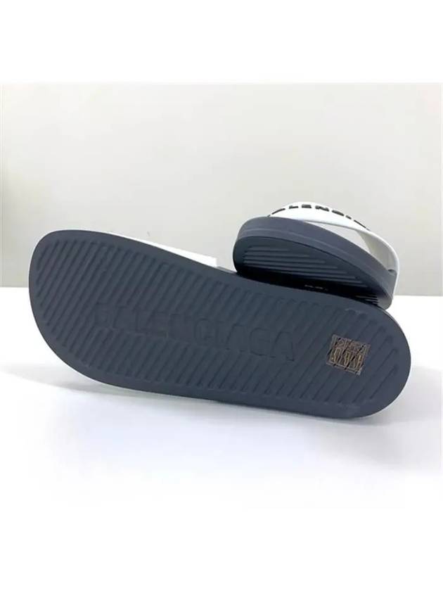 Luxury Balenciaga  Logo Pool Slippers White