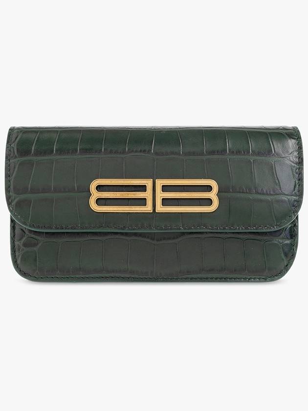 Luxury Balenciaga  Gossip BB Logo Crocodile Chain Shoulder Bag Green