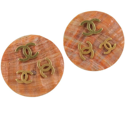 Chanel Chanel Coco Mark Earring S  G Plated Beige 94P  15.0g Coco Mark  【Cool】  Earring Shell