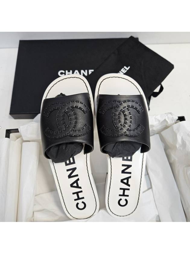middle heel mule sandals Chanel