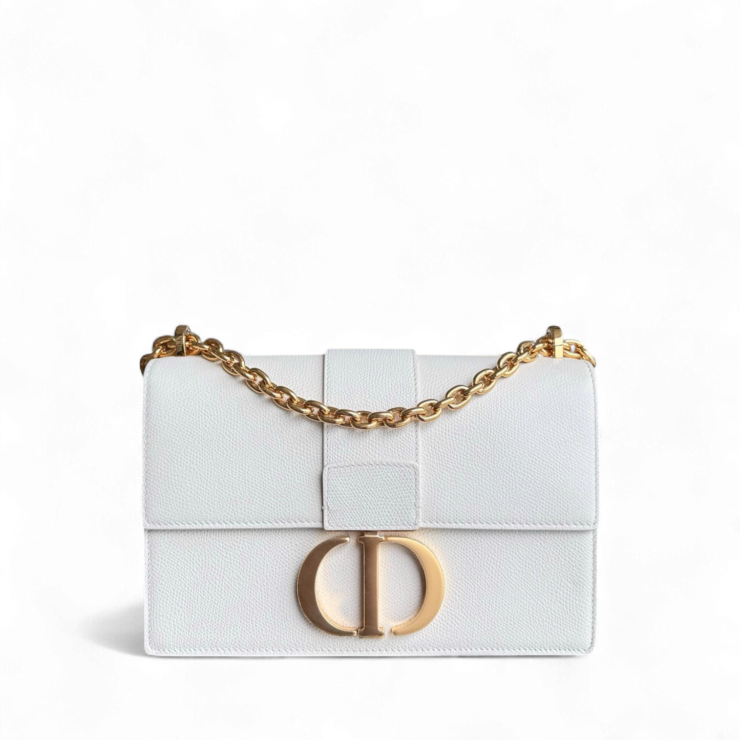 Dior 30 Montaigne Chain - Grained Calfskin White Gold Hardware