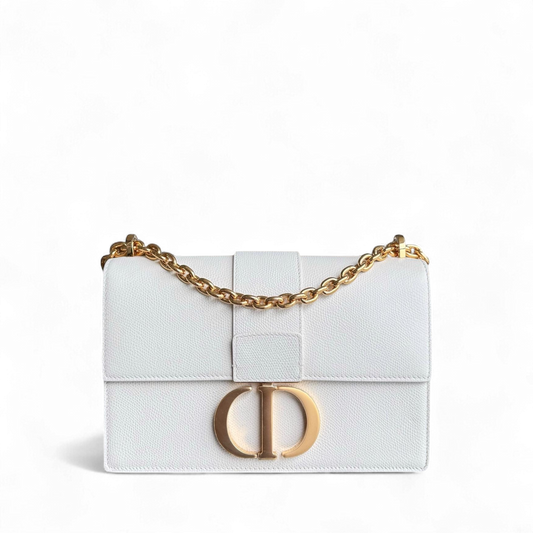 Dior 30 Montaigne Chain - Grained Calfskin White Gold Hardware