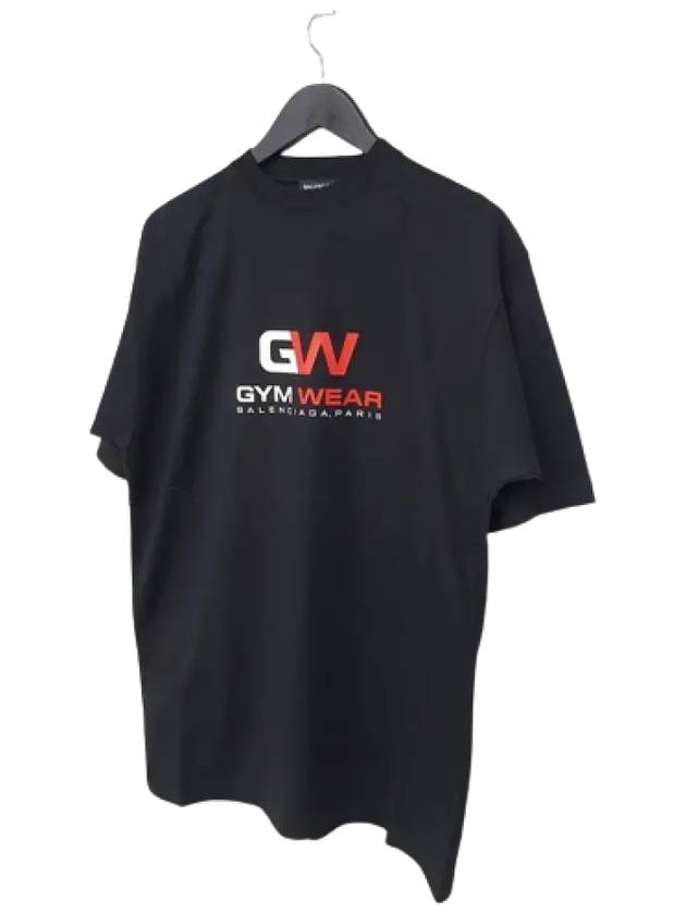 Luxury Balenciaga  Gym Wear Logo Print Short Sleeve T-Shirt Black