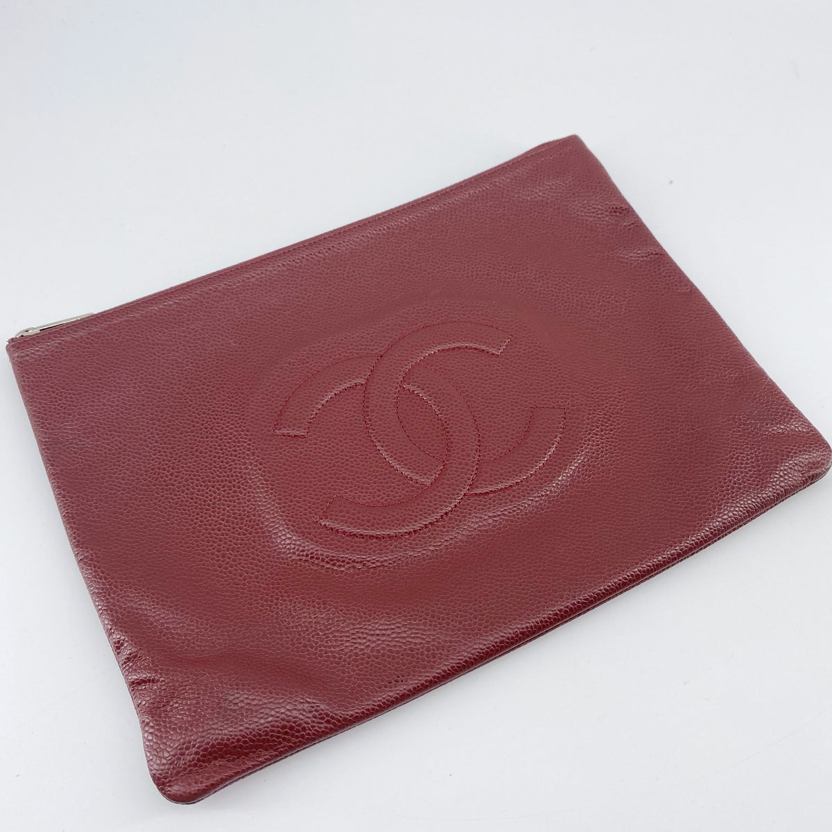 Chanel Red Leather Clutch