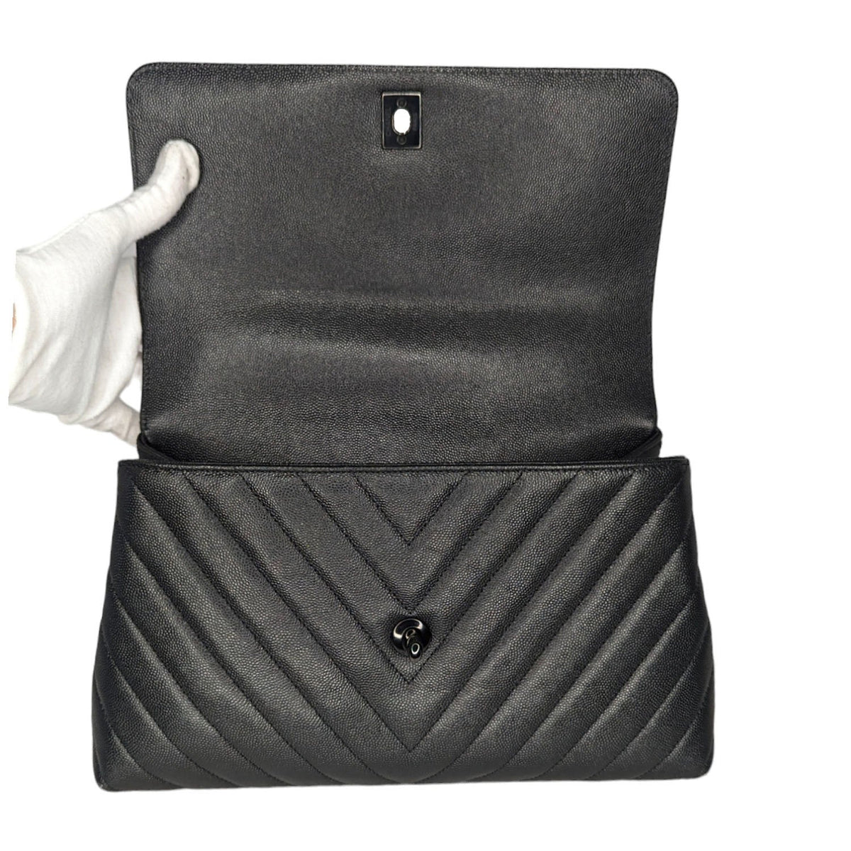 Chanel Medium Chevron So Black Coco Handle Bag