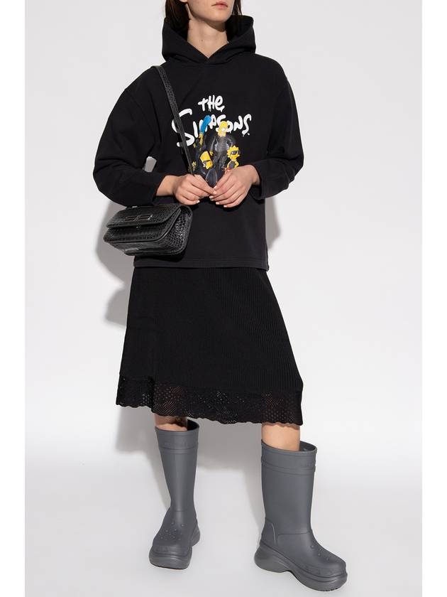 Luxury Balenciaga  Simpsons Print Hoodie Black