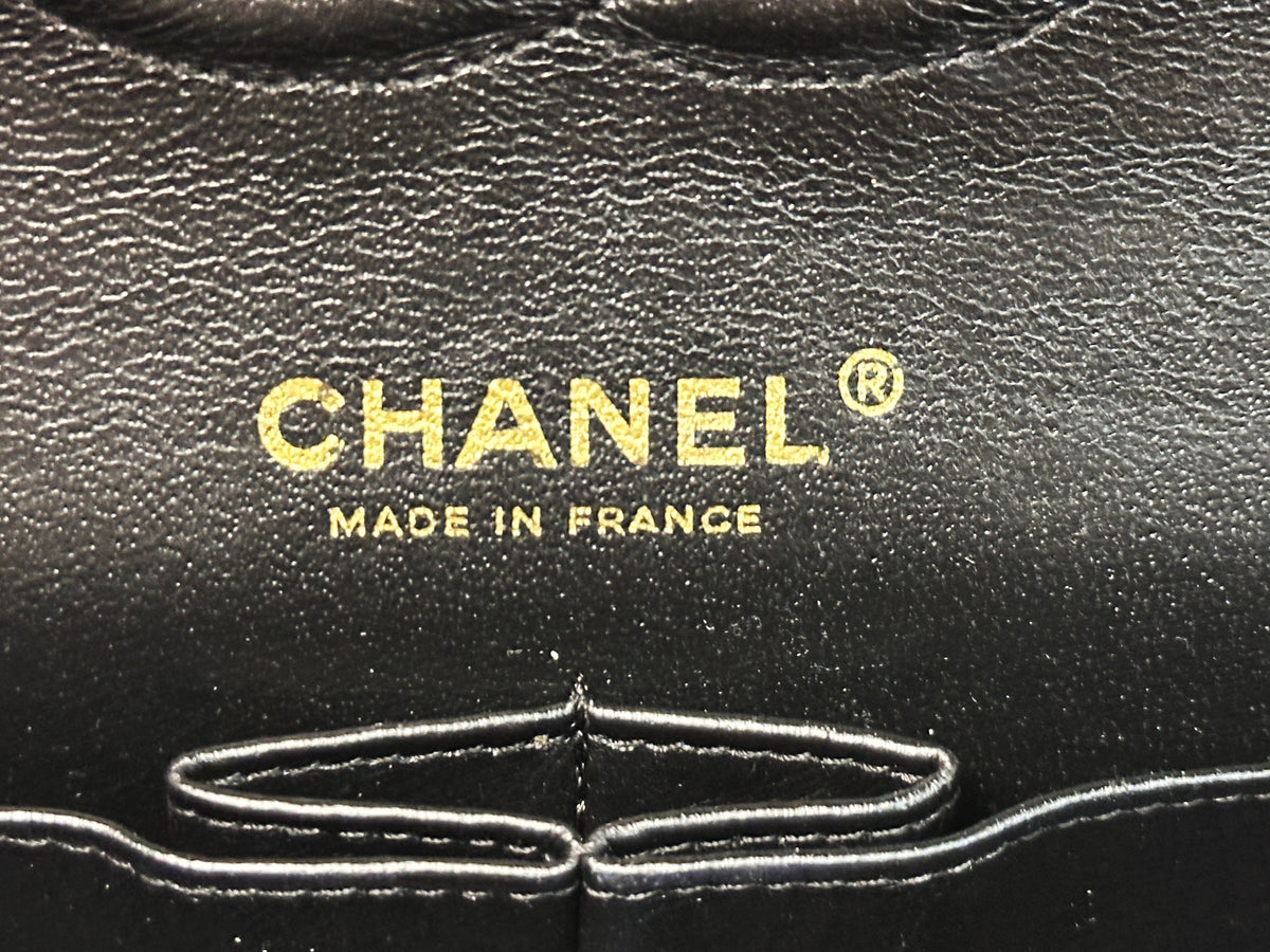 Chanel Medium Size Classic Quilted Caviar Double Flap Bag Black 1184 holo card