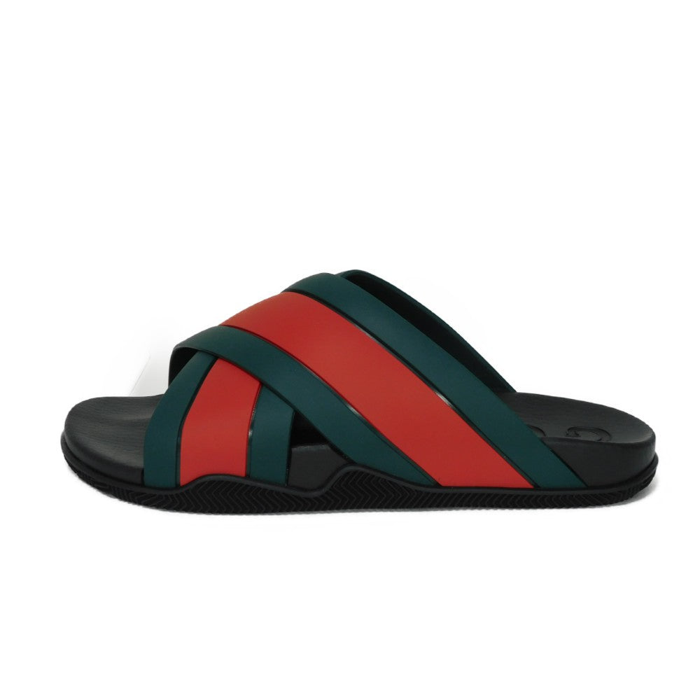 GUCCI Sandals 630326 J8700 8460 rubber Green x Red x Black Sherry line Web stripe slide sandals mens Used