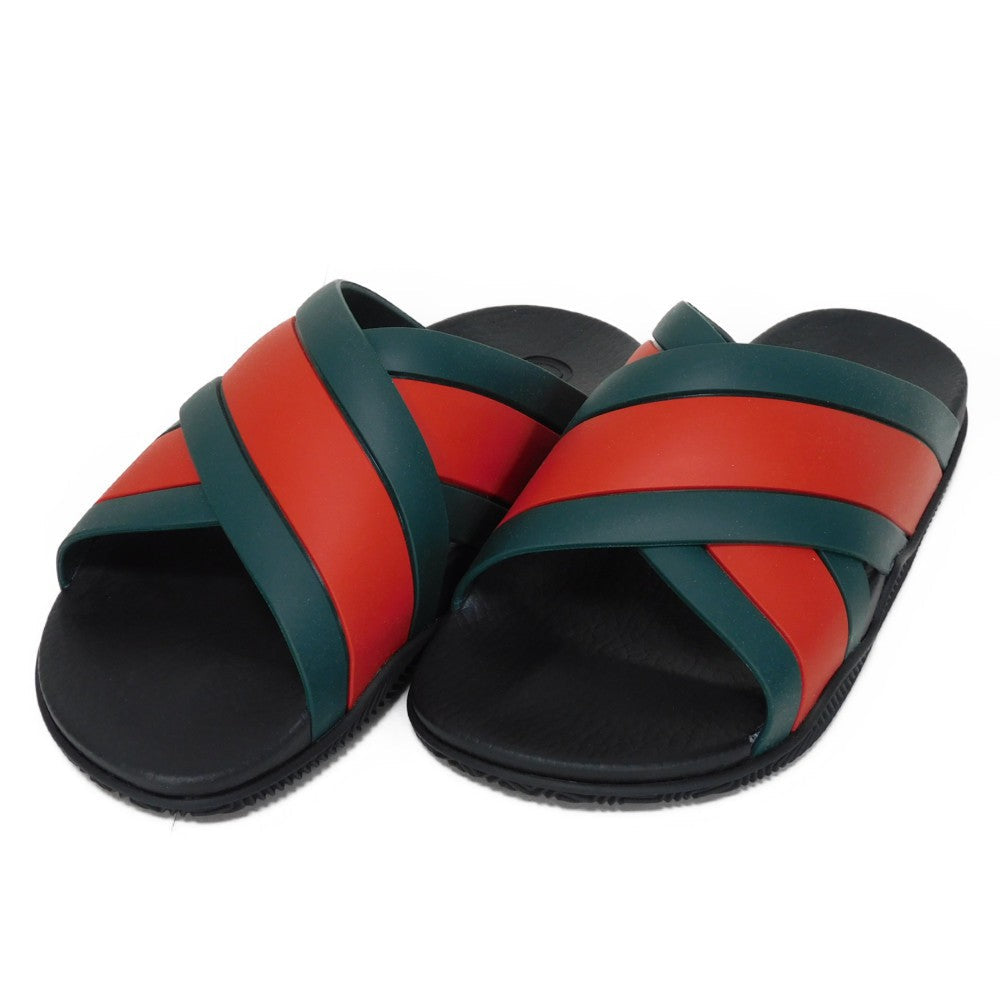 GUCCI Sandals 627820 J8700 8460 rubber Green x Red x Black Sherry line Web stripe slide sandals Women Used