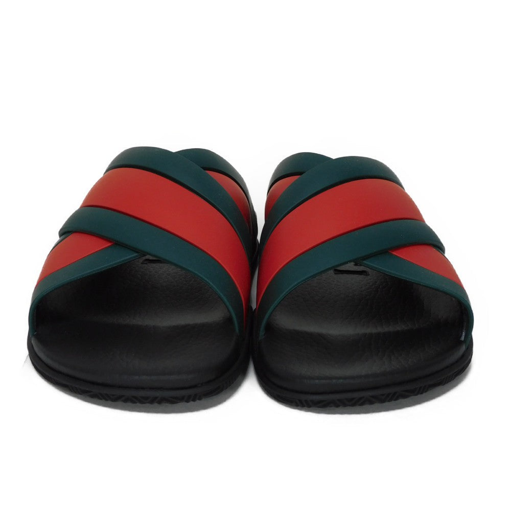 GUCCI Sandals 627820 J8700 8460 rubber Green x Red x Black Sherry line Web stripe slide sandals Women Used