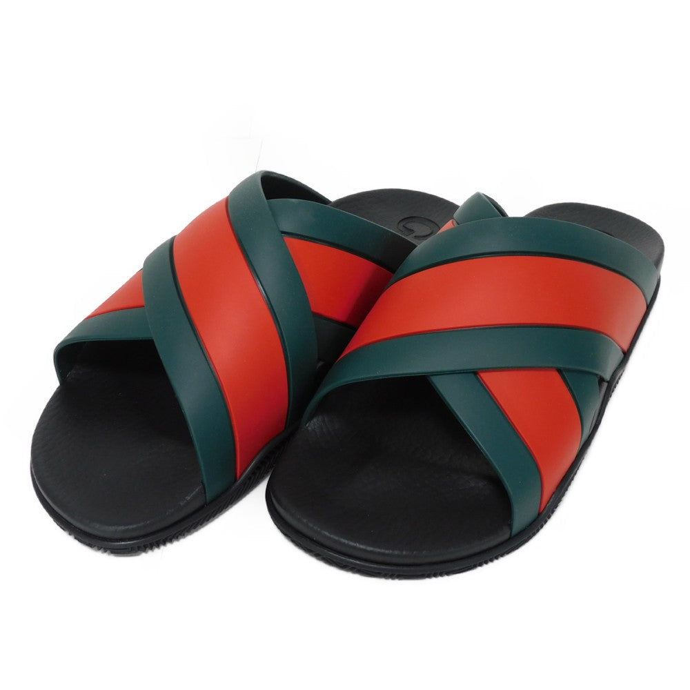 GUCCI Sandals 630326 J8700 8460 rubber Green x Red x Black Sherry line Web stripe slide sandals mens Used