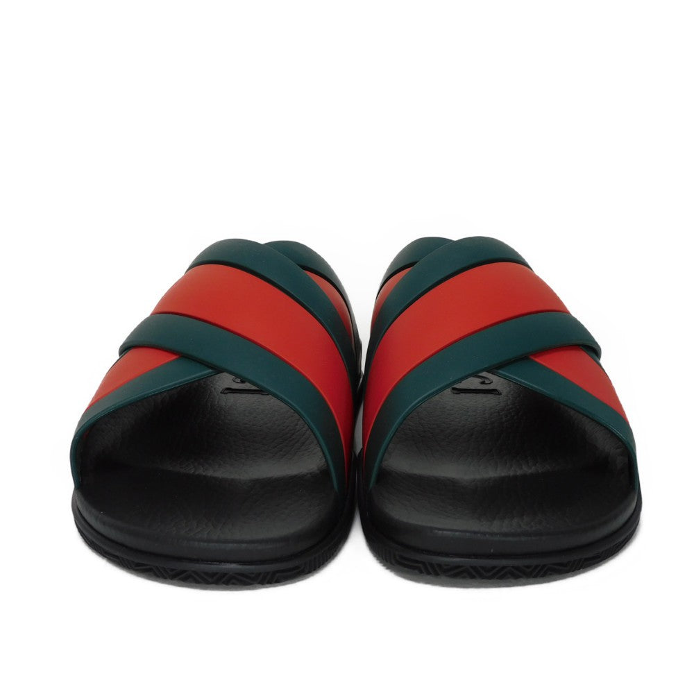 GUCCI Sandals 630326 J8700 8460 rubber Green x Red x Black Sherry line Web stripe slide sandals mens Used