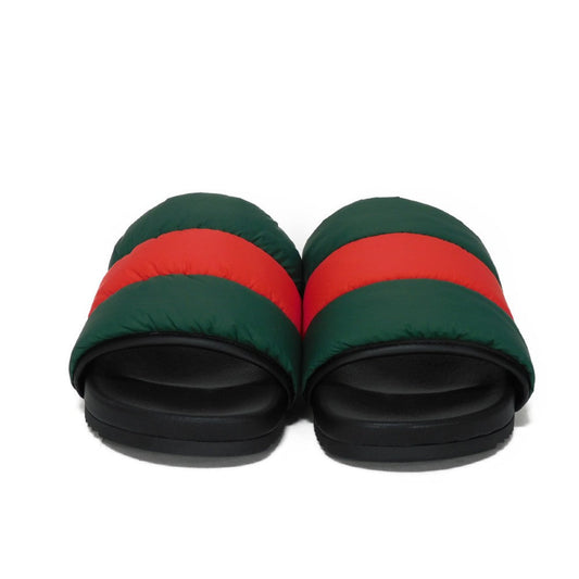 GUCCI Sandals 700320 UFR30 3060 Nylon, Rubber Green x Red x Black Sherry line Padded Web Slides Women Used