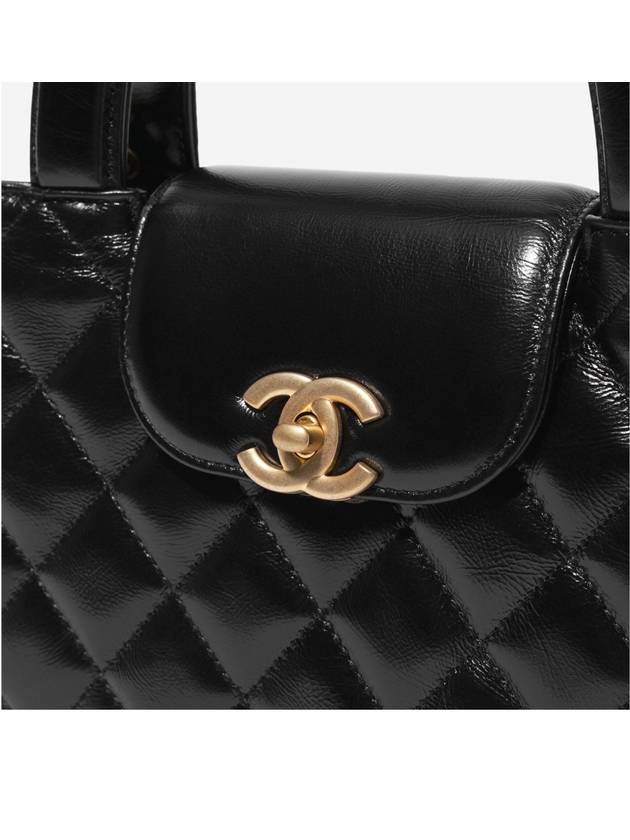 Gold Hardware Small Shiny Vintage Calfskin Tote Bag Black Chanel