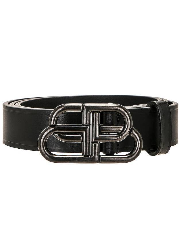 Luxury Balenciaga  BB Logo Thin Calfskin Belt Black