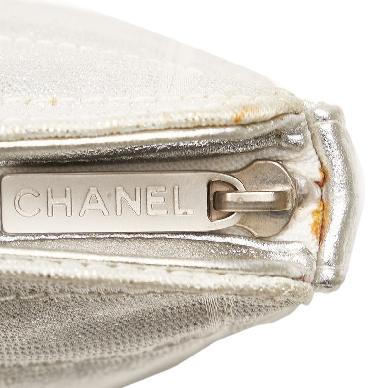 Chanel New Label Line Porch ilver White Nylon Leather  CHANEL