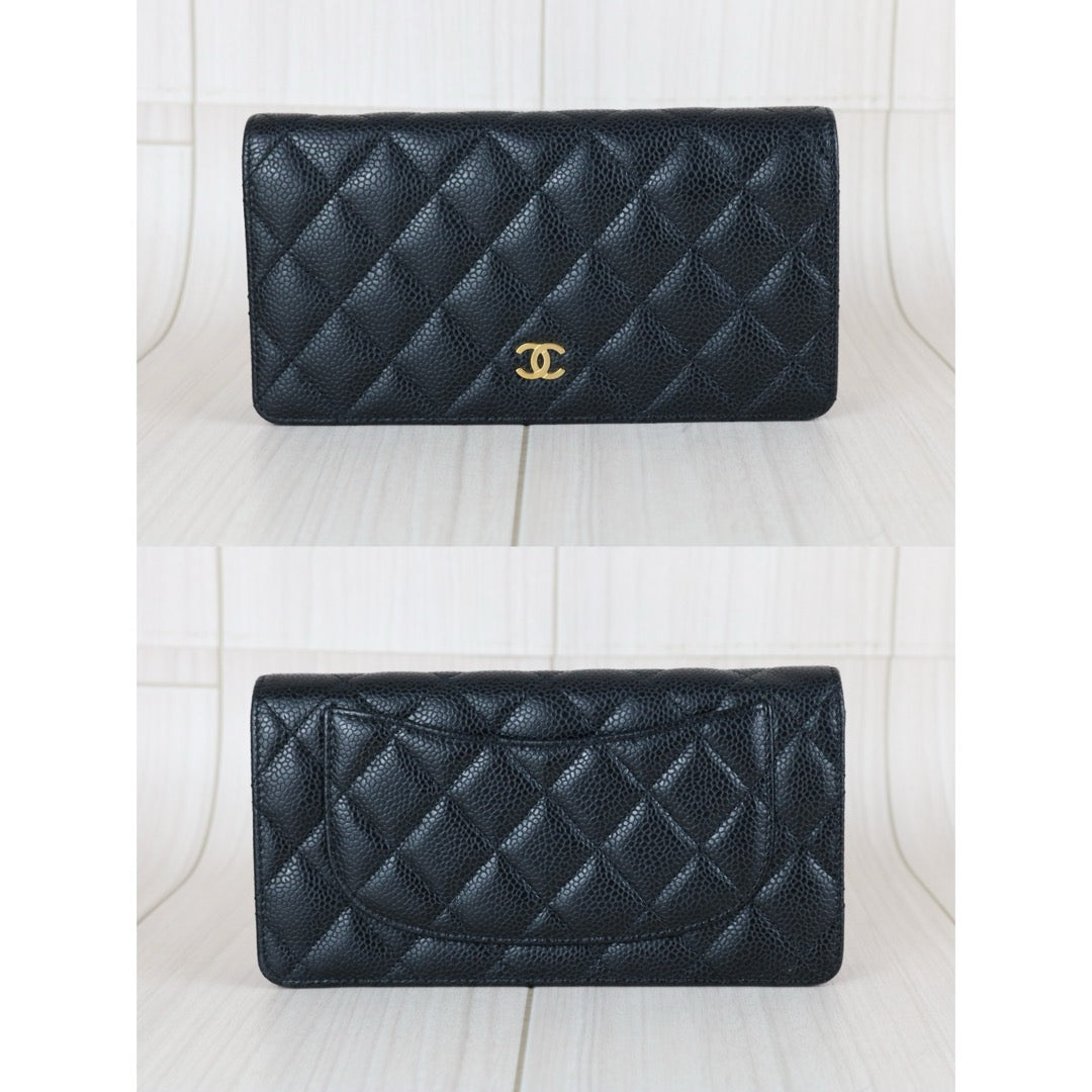 Very Good ( Rank A) ｜CHANEL Caviar Skin Black Long Wallet Made In 2014Year｜X25062320
