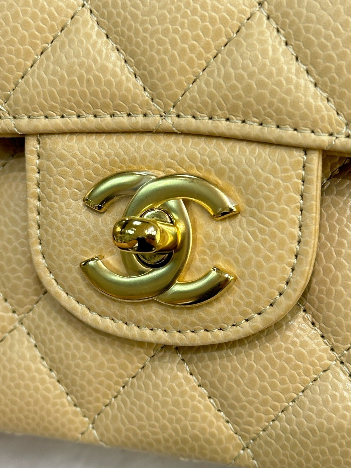 Chanel Medium Caviar Classic Double Flap Bag Beige