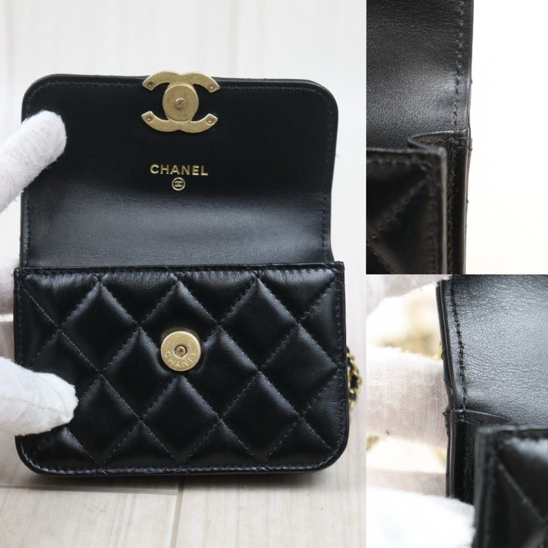 Excellent（Rank SA）｜ CHANEL Matelasse Doubel Golden Ball Chain Mini WOC Black  Made in 2021-2022 Year ｜W25051601
