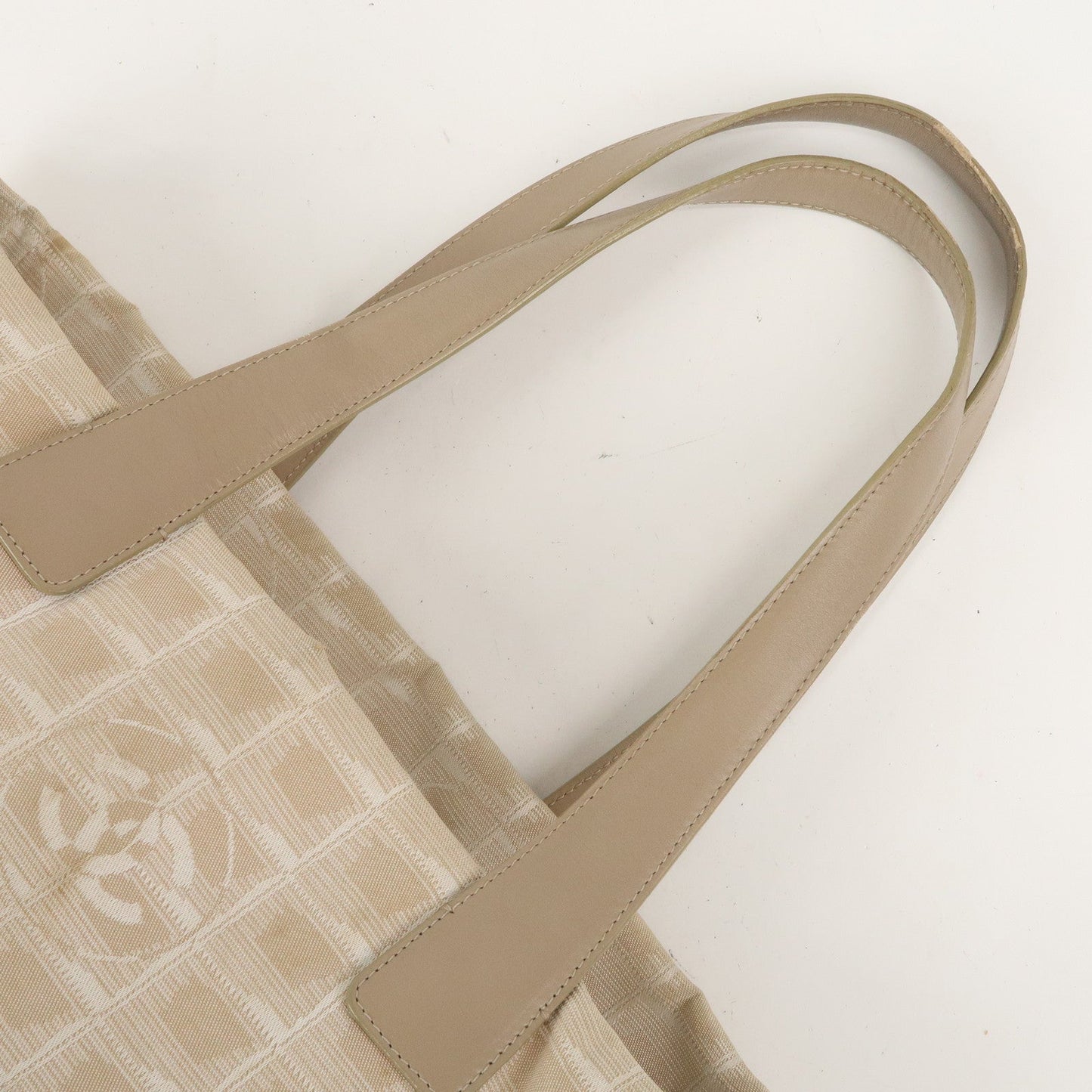Chanel New Travel Line Nylon Jacquard Leather Tote Bag A