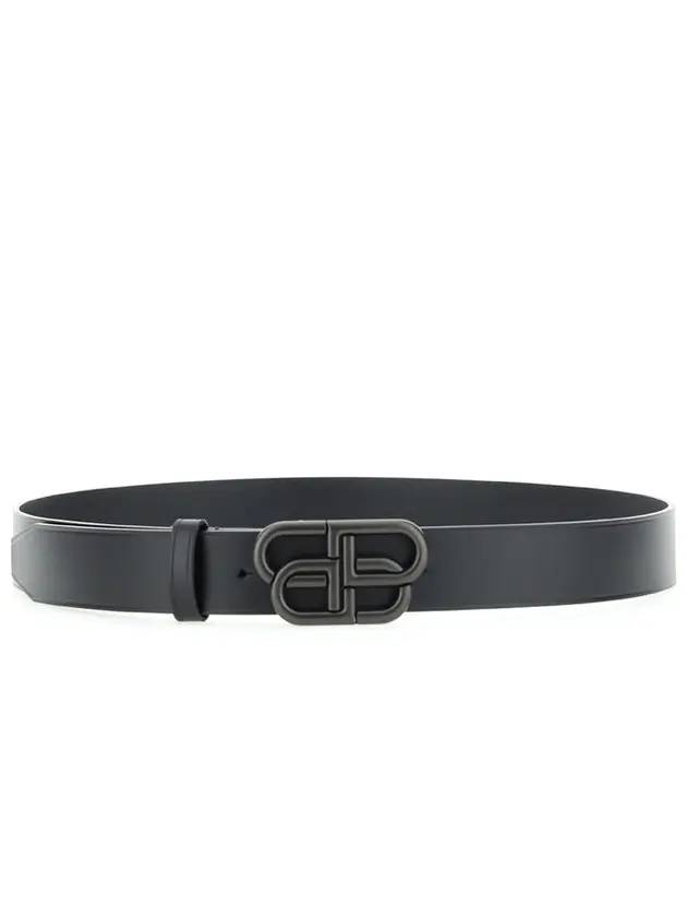 Luxury Balenciaga  Buckle Logo Leather Belt Black