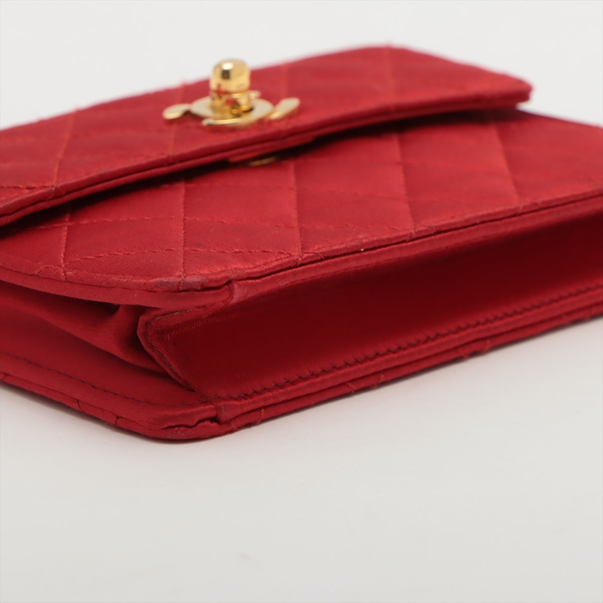 Chanel Mini Mattress Satin Chain Shoulder Bag Red Gold  1st