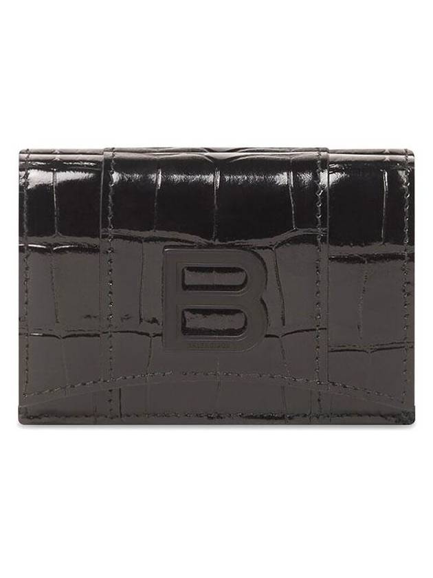 Luxury Balenciaga  Hourglass B Logo Half Wallet Black