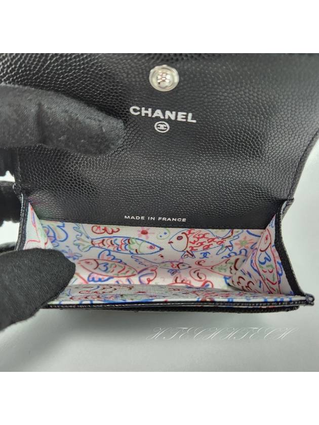 Classic card wallet black caviar snap women s AP4333 Chanel