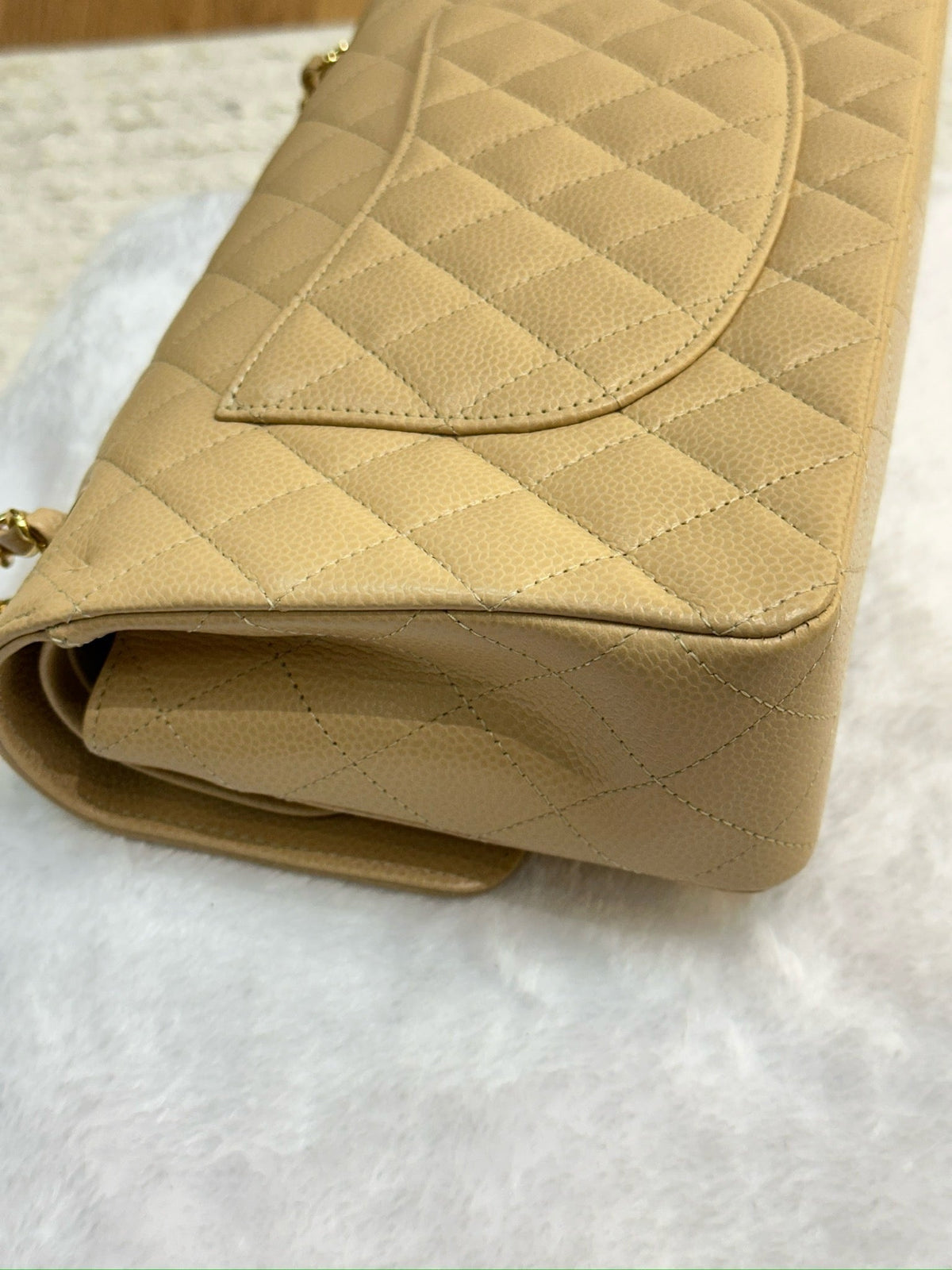 Chanel Medium Caviar Classic Double Flap Bag Beige