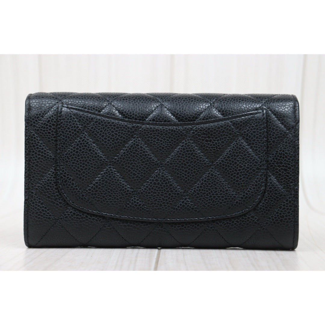 Very Good ( Rank A) ｜CHANEL Caviar Skin Black Long Wallet Made In 2014 - 2015Year｜S25021007